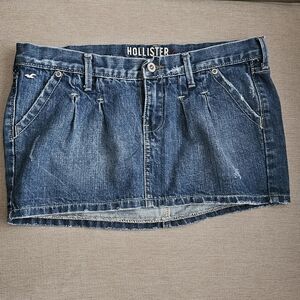 Hollister Women's Blue Denim Skirt Mini Low Rise Y2K Jean Skirt